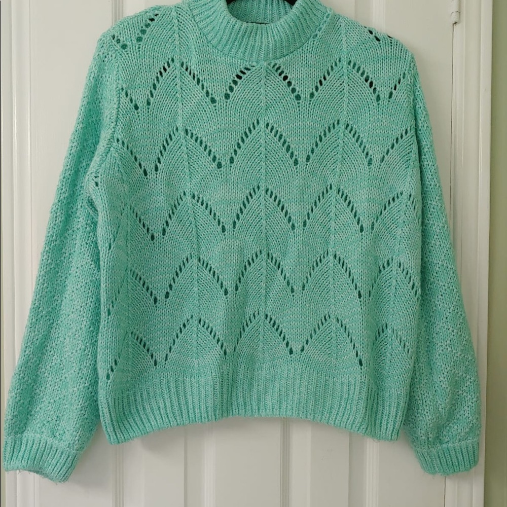 Gorgeous mint coloured reclaimed vintage mock turtleneck sweater a+ condition